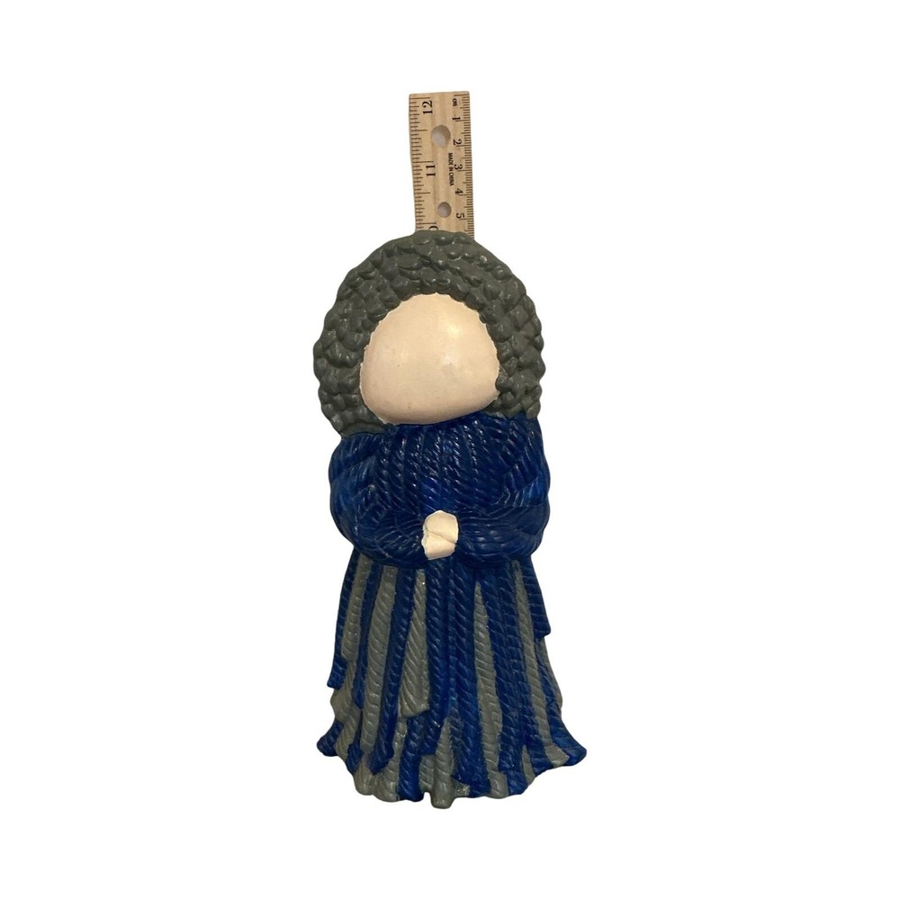 Vintage Ceramic Faceless Woman Figurine Blue Gray Textured Rope Design 10 Inch - Picture 4 of 6